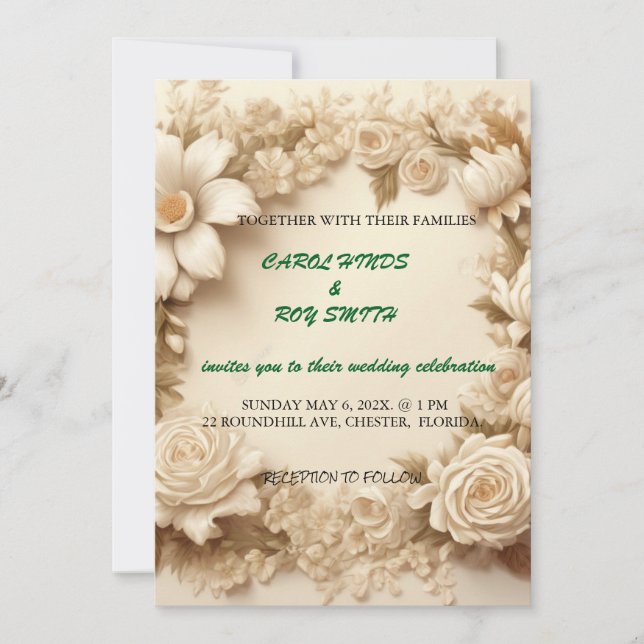 Ivory wedding invitation (Front)