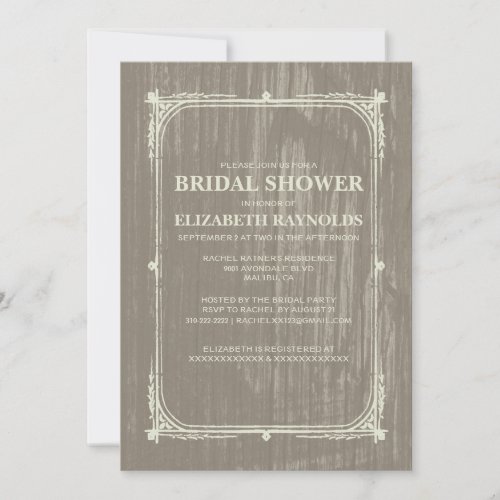 Ivory Western Barn Wood Bridal Shower Invitations