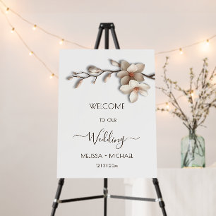 Ivory White 3D  Magnolia Flowers Wedding Welcome Foam Board