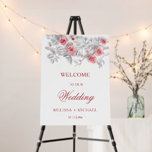 Ivory White 3D  Magnolia Flowers Wedding Welcome Foam Board