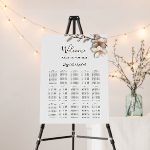 Ivory White 3D Magnolia Wedding Seating Chart Foam Board