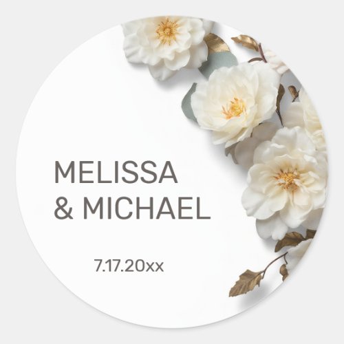 Ivory White 3D Roses Wedding