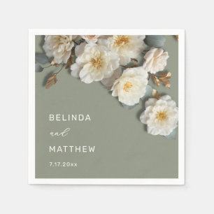 Ivory White 3D Roses Wedding Napkins