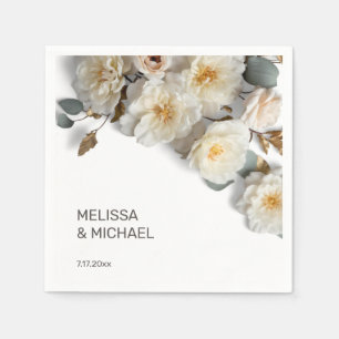 Ivory White 3D Roses Wedding Napkins