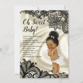 Ivory White and Black-Lace Baby Girl Shower Invitation (Front)