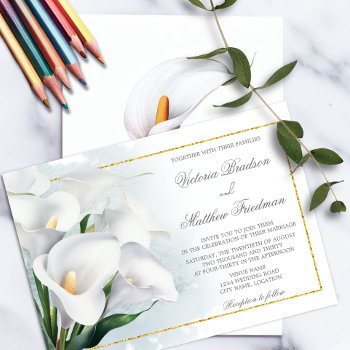 Ivory White Calla Lily Wedding Invitation by SocialiteDesigns at Zazzle