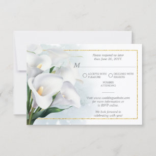 Ivory White Calla Lily Wedding RSVP Card