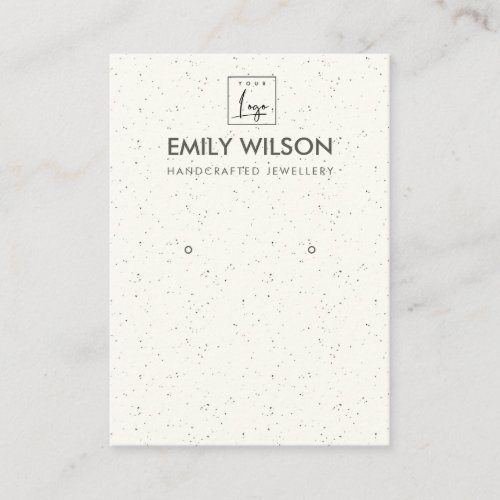 IVORY WHITE CERAMIC TEXTURE EARRING DISPLAY LOGO BUSINESS CARD