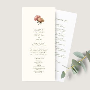 Ivory & White Chic Floral Rose Wedding Program