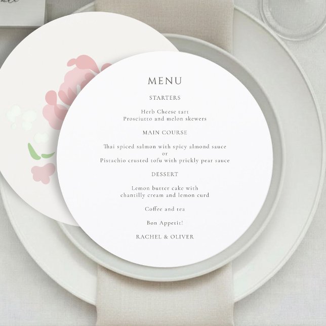 Ivory & White | Chic Floral Wedding Menu Card (Creator Uploaded)