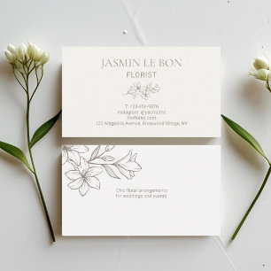 Ivory & White Chic Minimalist Flower Business Card