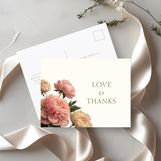 Ivory & White | Chic Rose Thank You Wedding Postcard (Creator Uploaded)