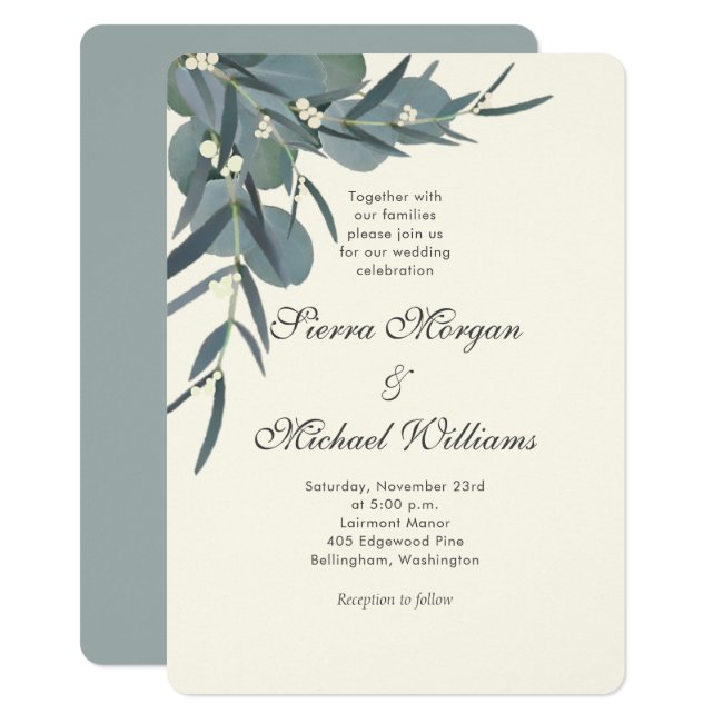 Ivory White | Eucalyptus Botanical Wedding Invitation