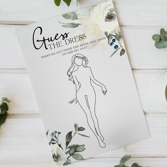 Ivory White Floral Bridal Game Guess the Dress Flyer (Creator Uploaded)