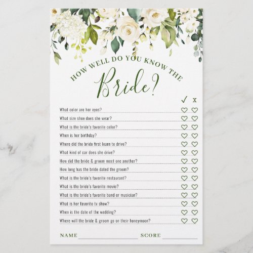 Ivory White Floral Double_Sided Bridal Shower Game