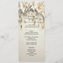 Ivory White Floral Gold Leaves Menu