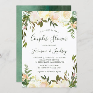 Ivory White Floral Greenery Wedding Couples Shower Invitation