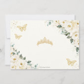 Ivory White Floral Quinceanera Sweet 16 Butterfly Save The Date (Back)