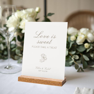 Ivory White Floral Wedding Favor Table Top Acrylic Sign