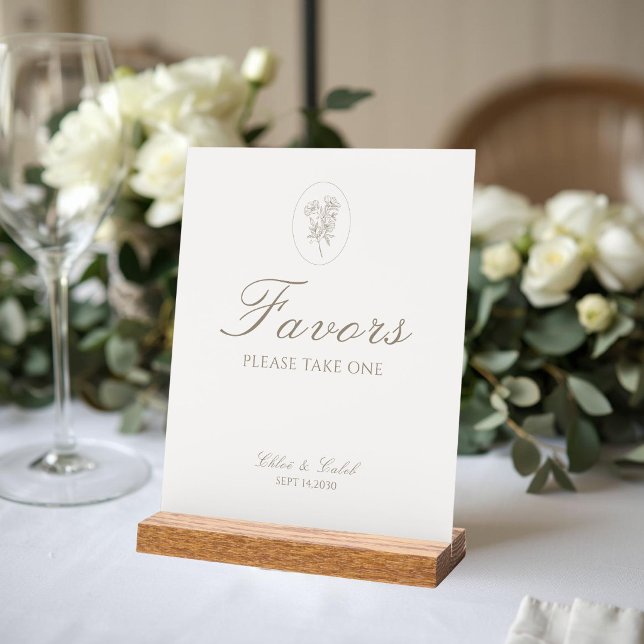 Ivory White | Floral Wedding Favor Table Top  Acrylic Sign (Creator Uploaded)