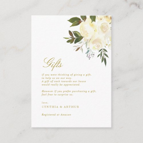 ivory white floral wedding gifts card