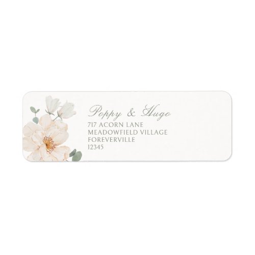 Ivory White | Floral Wedding Return Address Label