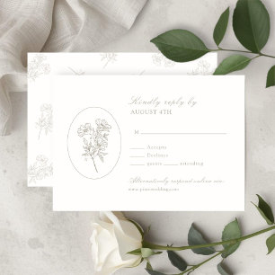 Ivory White   Floral Wedding RSVP Card