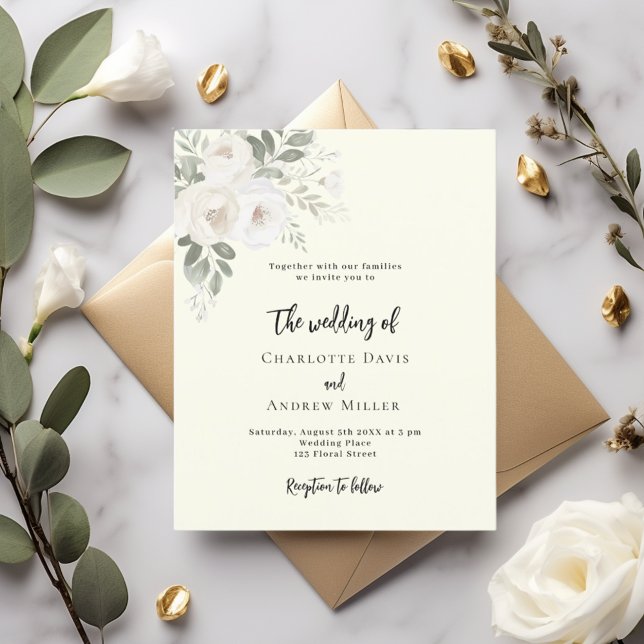 Ivory white florals wedding invitation (Creator Uploaded)