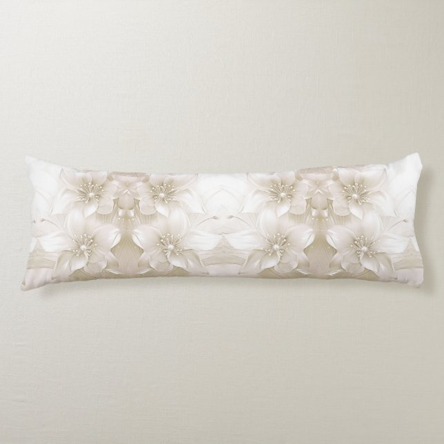 Ivory White Flowers Body Pillow (Front)