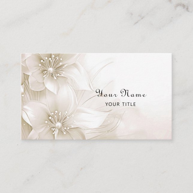 Ivory White Flowers Business Card (Front)