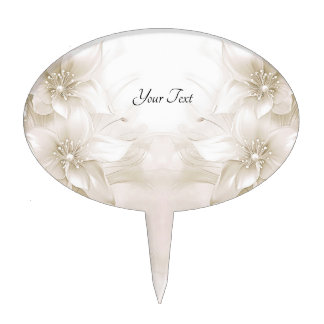 Ivory White Flowers Cake Topper