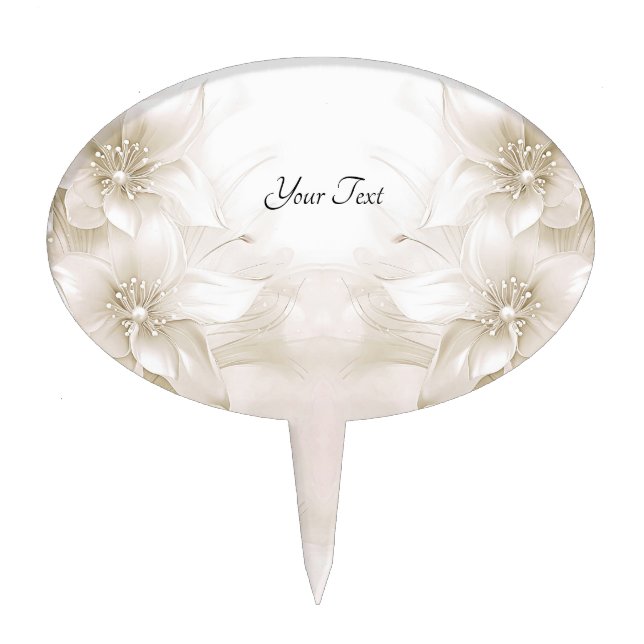 Ivory White Flowers Cake Topper (Front)