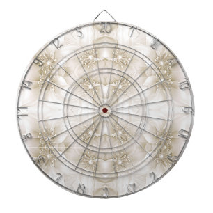 Ivory White Flowers Dartboard