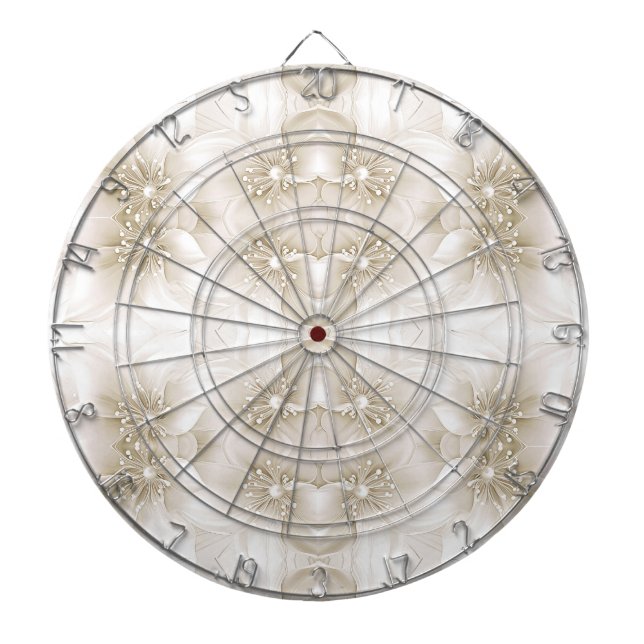 Ivory White Flowers Dartboard (Front)