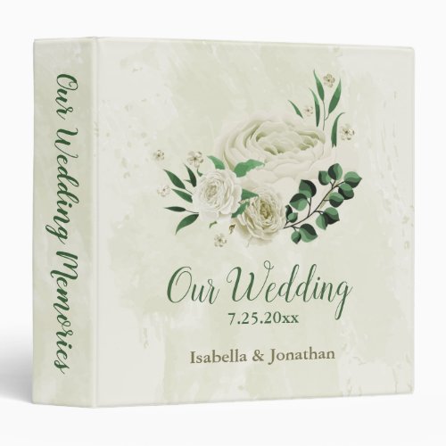 Ivory white flowers greenery wedding photo album