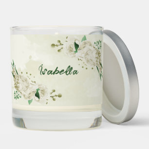 Ivory white flowers greenery wedding scented candle