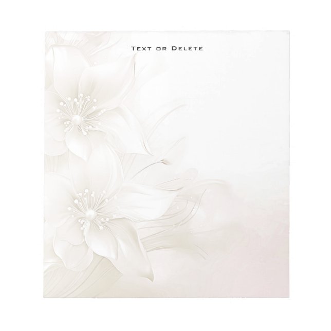 Ivory White Flowers Notepad (Front)