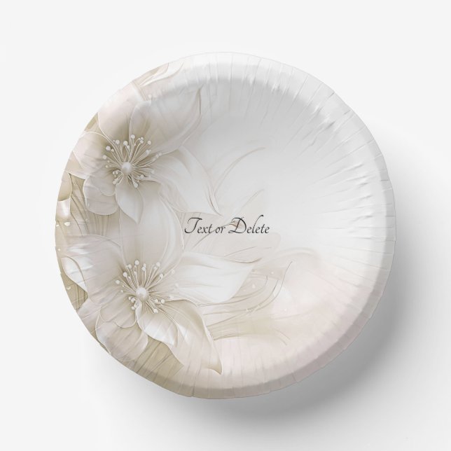 Ivory White Flowers Paper Bowls (Front)