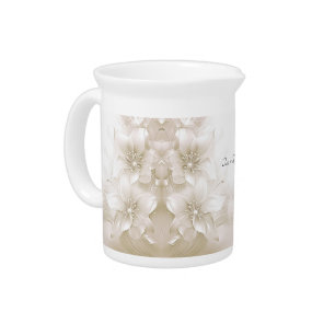Ivory White Flowers Porcelain Pitcher