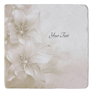 Ivory White Flowers Trivet