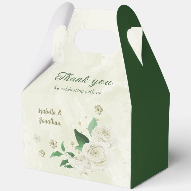 ivory white flowers wedding favor boxes (Front)