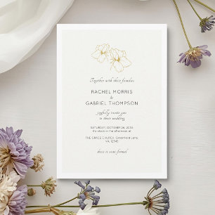 Ivory & White Gold Floral Script Wedding Save The Date
