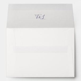 Ivory & White Lavender Initials Wedding Envelope