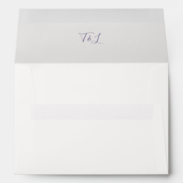 Ivory & White | Lavender Initials Wedding Envelope (Back (Bottom))