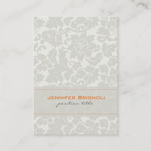 Ivory White Monotones Vintage Floral Damasks Business Card Templates