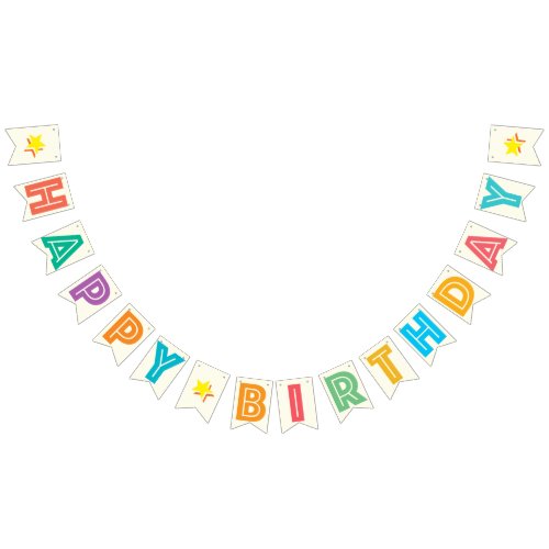 IVORY WHITE  MULTICOLOR TEXT  HAPPY  BIRTHDAY  BUNTING FLAGS