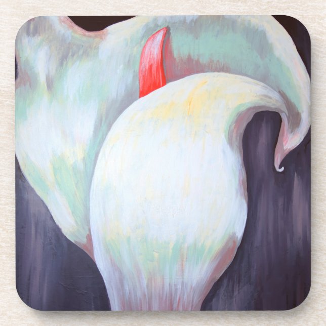 Ivory White Orchid With Lilac Lemon Hues Beverage Coaster (Front)