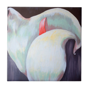 Ivory White Orchid With Lilac Lemon Hues Ceramic Tile