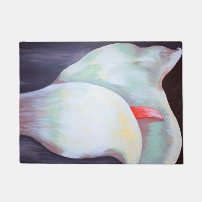 Ivory White Orchid With Lilac Lemon Hues Doormat (Front)