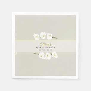 Ivory White Orchids Simple Elegant Bridal Shower Napkins